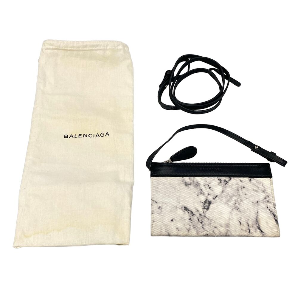 Balenciaga Navy Cabas XS Tote Bag 390346 White Black Canvas Leather - Picture 8 of 15